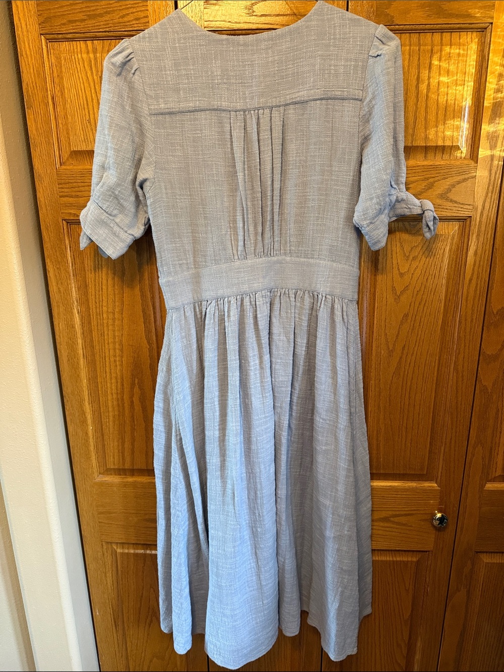 Free People-Light Blue Button-Front Midi Dress- Large - Picture 7 of 10
